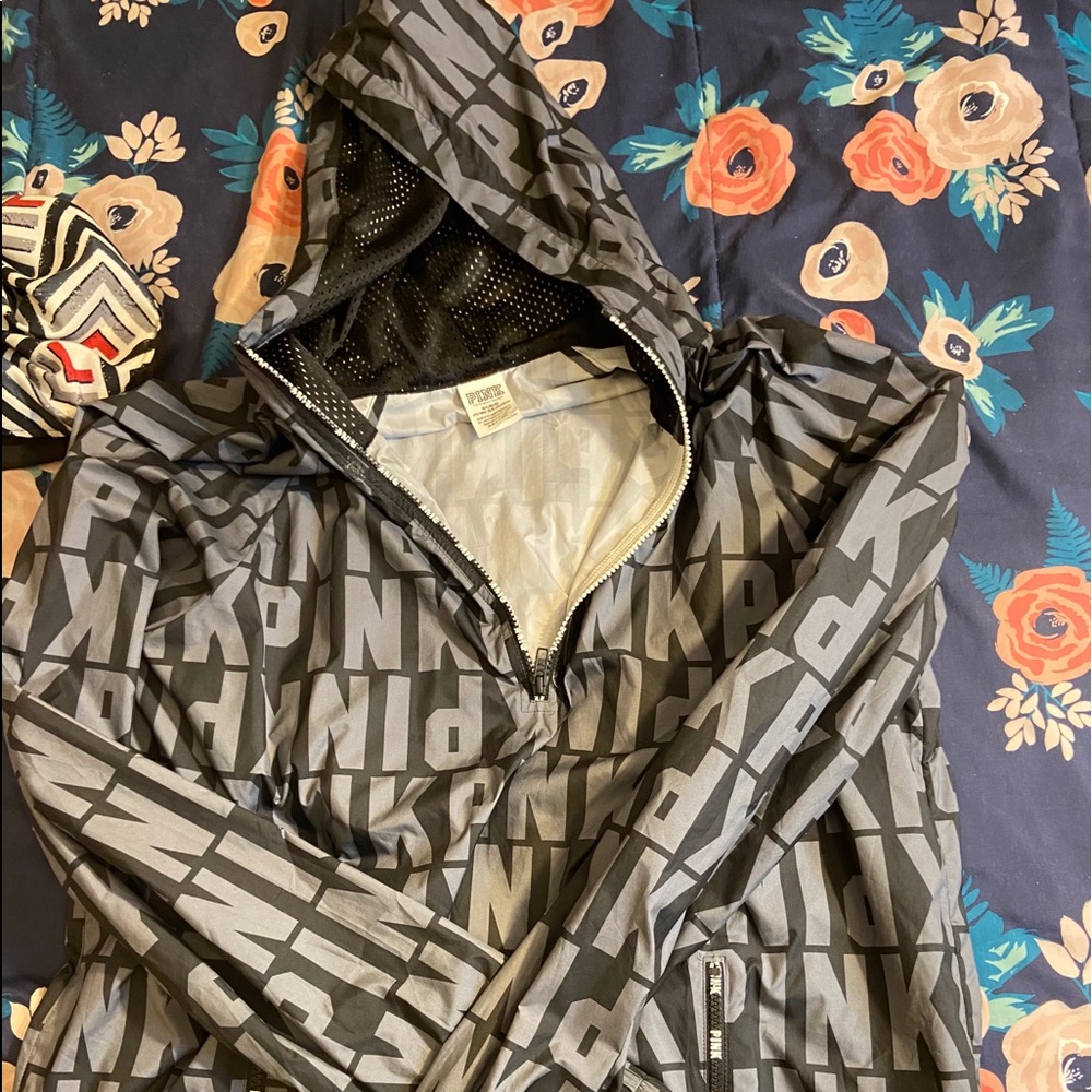 Pink Victoria Secret Grey/Black Logo Anorak